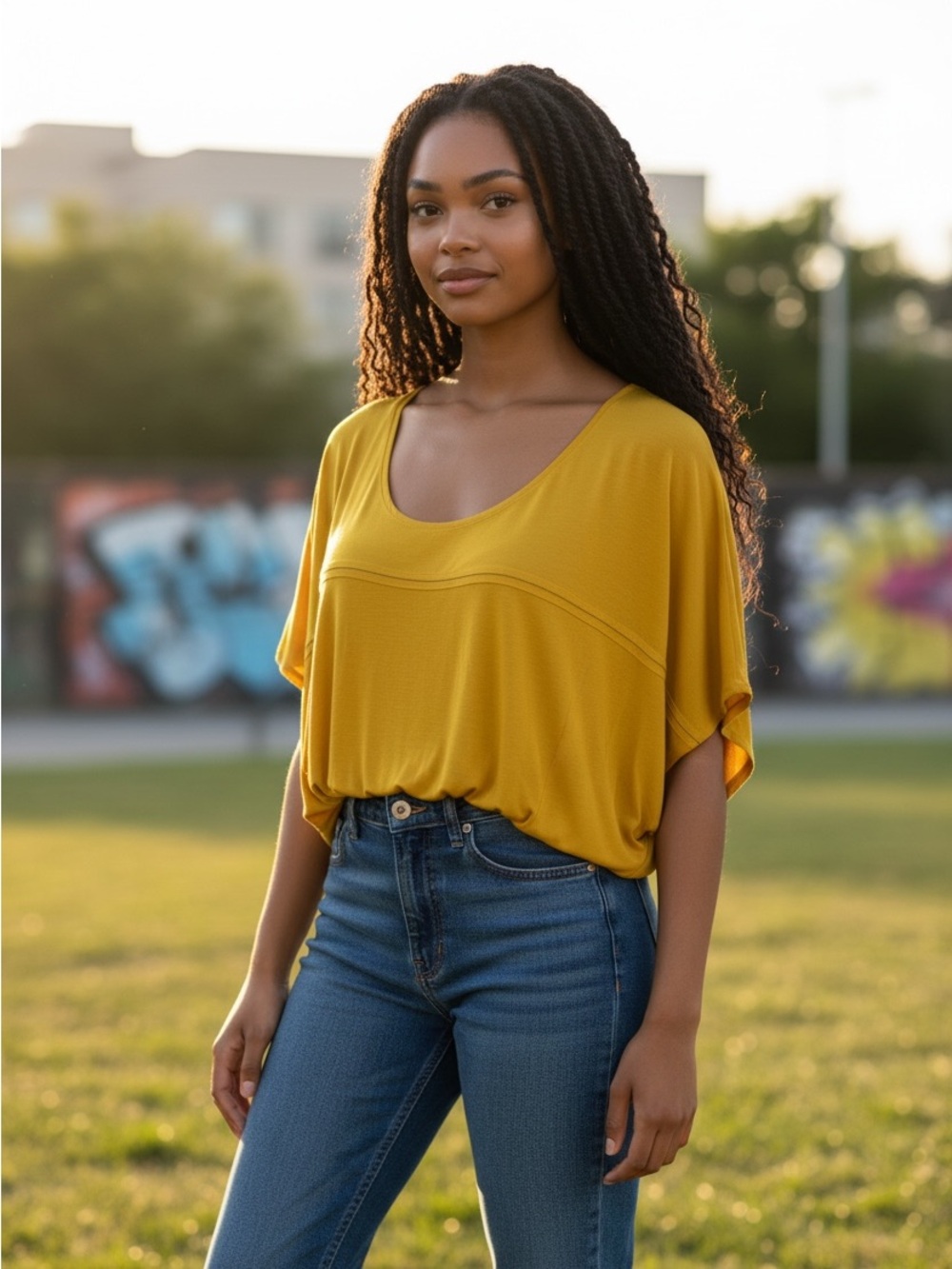 H&M Yellow Dolman Sleeve Women's Top size small